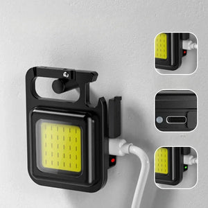 Mini Cob Keychain Light Multifunctional 3 Modes Led Pocket Work Lights Portable Flashlight Outdoor Camping Corkscrew Lamps