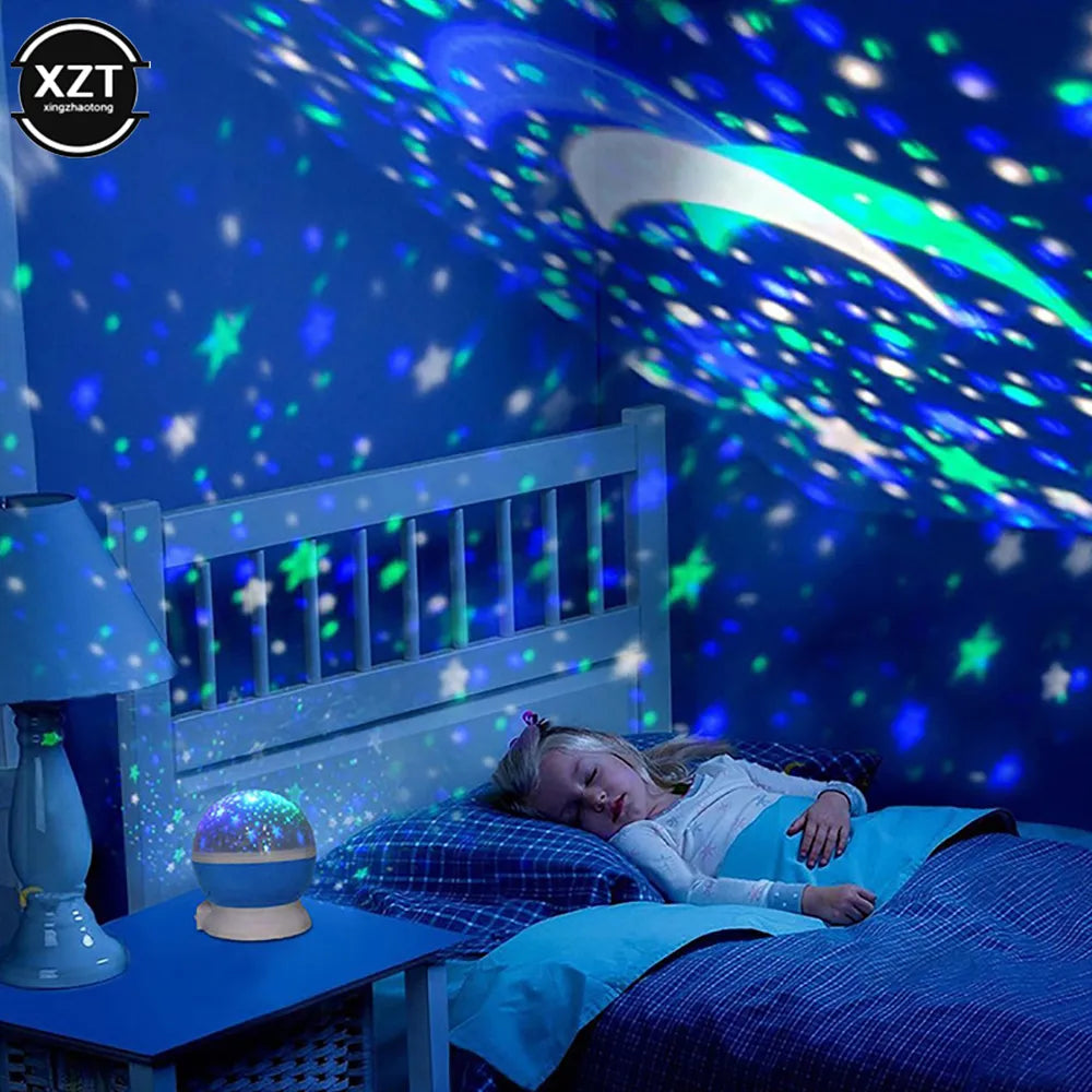 Rotating Night Light Projector Lamp Starry Sky Star Unicorn Children Kids Baby Sleep Romantic Led Projection Lamp USB/AA Battery
