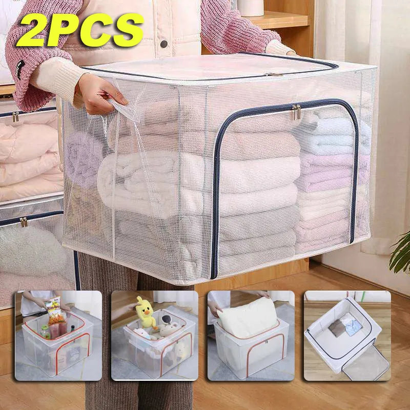 Transparent clothing organizer Multi-functional folding bins toy storage box waterproof storage box home storage shelves